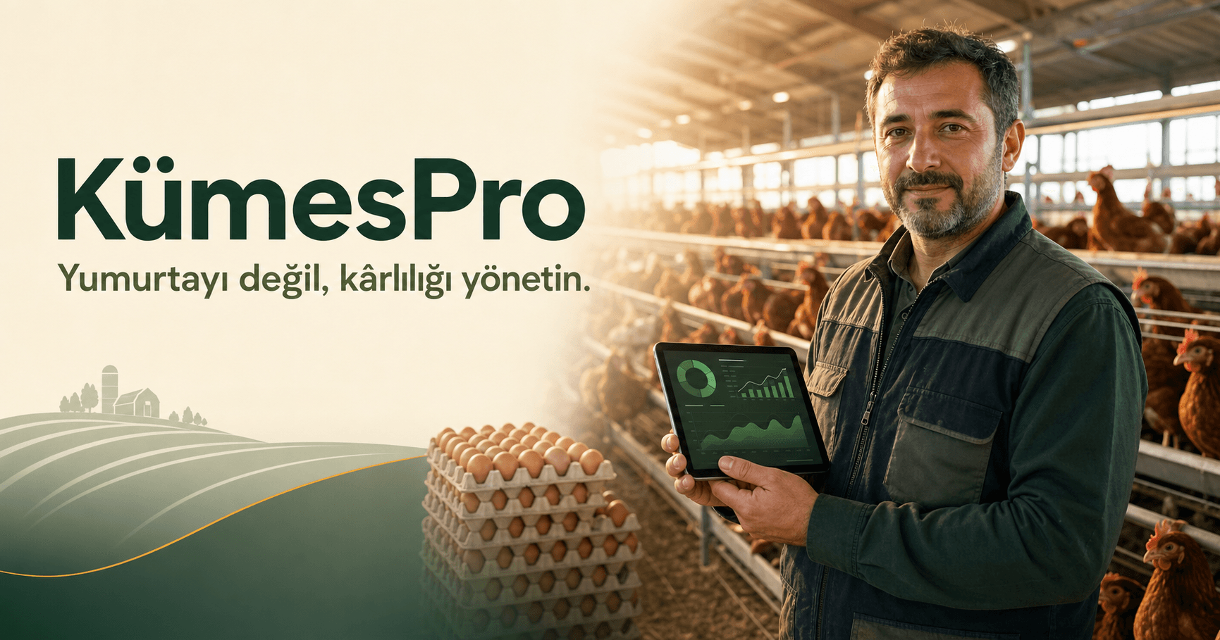KümesPro ile tablet üzerinden yumurta çiftliği verilerini yöneten üretici